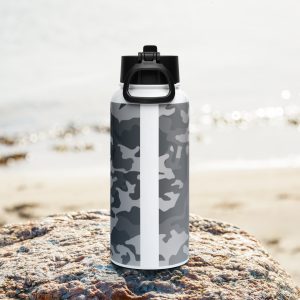 Edelstahl Trinkflasche mit Strohhalm
