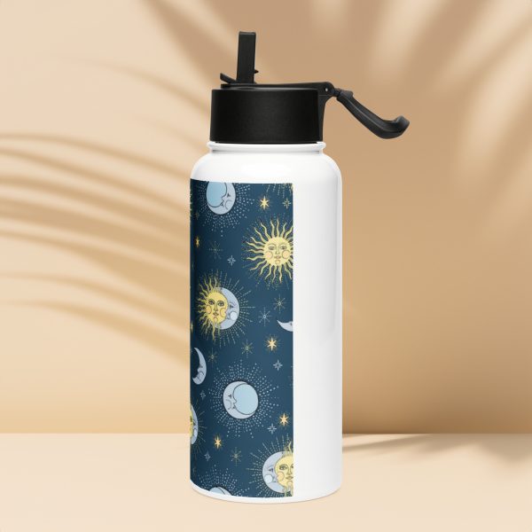Edelstahl Trinkflasche mit Strohhalm – Bild 3