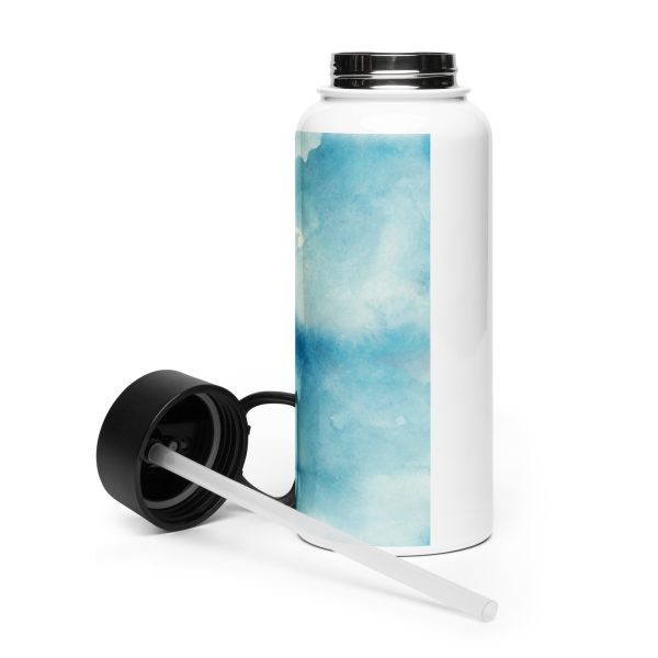 Edelstahl Trinkflasche mit Strohhalm – Bild 3