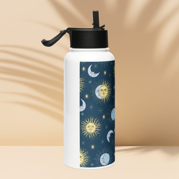 Edelstahl Trinkflasche mit Strohhalm – Bild 2
